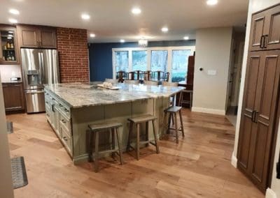 Kitchen island with countertops by Downey Construction