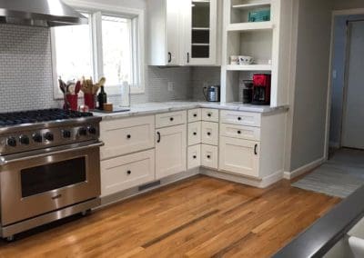 Downey Construction kitchen remodel with white cabinetry